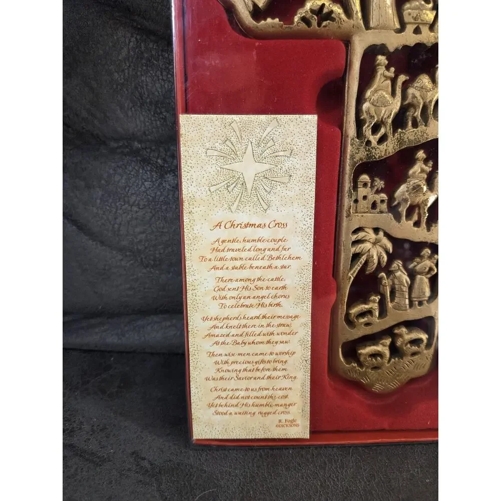 Vintage Dicksons Nativity Cross Wall Plaque Christmas Poem New Box Cokesbury